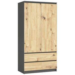 Skriňa CLP S 90 cm 2 dvere 2 zásuvky grafitová sivá/dub artisan vyobraziť
