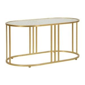 Biely/v zlatej farbe konferenčný stolík so sklenenou doskou 50x90 cm Antalia – Mauro Ferretti vyobraziť