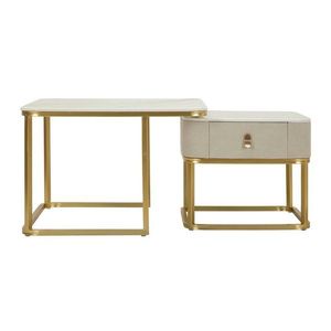 Krémové/v zlatej farbe konferenčné stolíky v súprave 2 ks v dekore mramoru 50x70 cm Beauty – Mauro Ferretti vyobraziť
