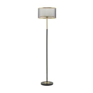 Čierna/v zlatej farbe stojacia lampa s textilným tienidlom (výška 153 cm) Levels – Mauro Ferretti vyobraziť