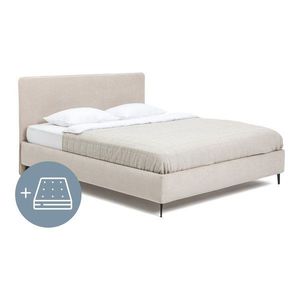 Béžová čalúnená dvojlôžková posteľ s matracom/s roštom 180x200 cm Noira Slim – Bonami Selection vyobraziť