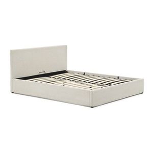 Béžová čalúnená dvojlôžková posteľ s úložným priestorom s roštom 160x200 cm Nahiri – Kave Home vyobraziť
