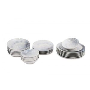 Porcelánová sada 24 ks tanierov Pearl biela/sivá vyobraziť