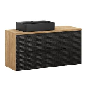 Závesná skrinka Luxor Black Trust s doskou a umývadlom 120 cm čierna/dub olejovaný vyobraziť