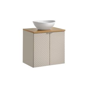 Závesná skrinka Viva Cashmere Lola II s doskou a umývadlom 60 cm kašmírová/dub evoke vyobraziť