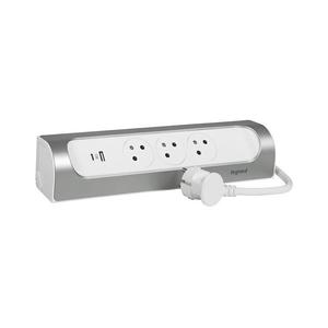 Legrand 049406 - 3-zásuvkový predlžovací kábel Typ E + USB-A + USB-C 1 m strieborný/biely 049406 vyobraziť
