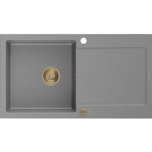 MEXEN/S - Leo granitový drez 1 s odkvapkávačom 900x500 mm, šedá, + zlatý sifón 6501901010-71-G vyobraziť