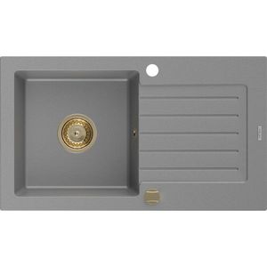MEXEN/S - Pablo granitový drez 1-miska s odkvapkávačom 752 x 436 mm, sivý, zlatý sifón 6510751010-71-G vyobraziť