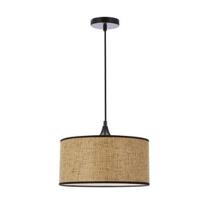 Závesná lampa Anaka čierna 1x40W E27 béžovo-hnedá s opleteným tienidlom vyobraziť