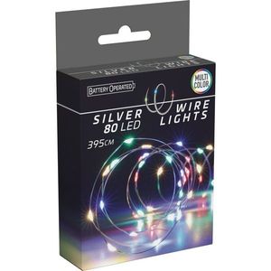 Svetelný drôt Silver, 4 m, 80 LED, farebná, na batérie vyobraziť