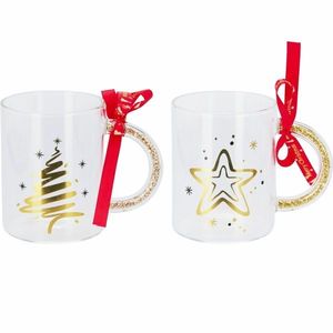 Súprava 2 vianočných sklenených hrnčekov Golden Xmas 300 ml vyobraziť