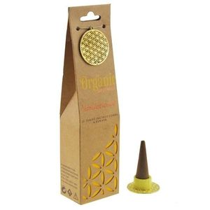 Súprava vonných organických františkov Sandalwood, 12 ks, s keramickým stojančekom vyobraziť