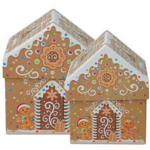 Set vianočných darčekových krabíc Cookie Houses, béžová, 2 ks vyobraziť