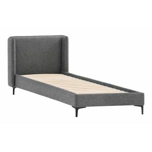 Tmavosivá čalúnená jednolôžková posteľ s roštom 90x200 cm Basti – Ropez vyobraziť
