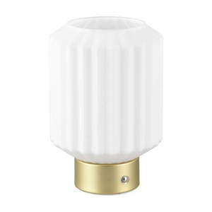 Stmievateľná LED stolová lampa v bielej a zlatej farbe so skleneným tienidlom (výška 19, 5 cm) Lord – Reality vyobraziť