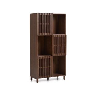 Tmavohnedá knižnica v dekore orecha s posuvnými dverami 84, 5x170x42, 5 cm Beyla – Kave Home vyobraziť