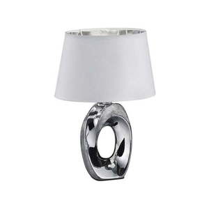 Stolová lampa v bielo-striebornej farbe z keramiky a tkaniky Reality Taba, výška 33 cm vyobraziť