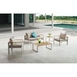 Sivý kovový záhradný lounge set pre 4 Florence – Garden Pleasure vyobraziť