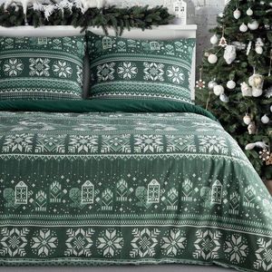 ArtFir Vianočné obliečky na jednolôžko CLOVER | tmavozelená/biela 140 x 200 cm vyobraziť