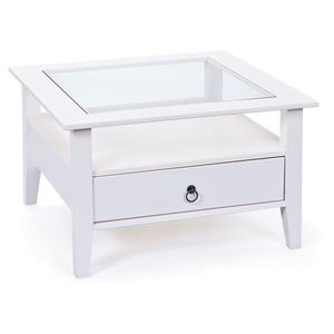 Inter Link Konferenčný stolík s bezpečnostným sklom a zásuvkami (biela, 75 x 75 x 45 cm) vyobraziť