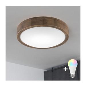 Brilagi – LED RGBW stmievateľné stropné svietidlo CARVALHO SLIM 1×E27/15W/230V Wi‑Fi v dekore dub, priemer 27 cm BG0854+AI1798 vyobraziť