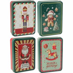 Súprava 4 vianočných plechových dóz 13, 4 × 9, 5 × 3, 7 cm vyobraziť