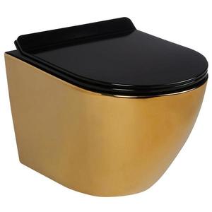 Závesná WC misa Alice II Slim gold/black s sedátkom vyobraziť