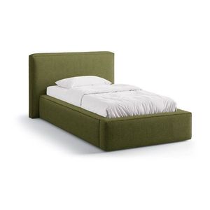 Zelená čalúnená jednolôžková posteľ s úložným priestorom s roštom 90x200 cm Jodie – Micadoni vyobraziť