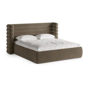 Taupe čalúnená dvojlôžková posteľ s úložným priestorom s roštom 200x200 cm Mount – Micadoni vyobraziť