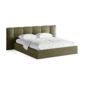 Zelená čalúnená dvojlôžková posteľ s úložným priestorom s roštom 180x200 cm Eric – Micadoni vyobraziť
