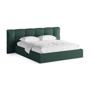 Tmavozelená čalúnená dvojlôžková posteľ s úložným priestorom s roštom 180x200 cm Eric – Micadoni vyobraziť