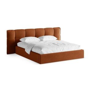Čalúnená dvojlôžková posteľ s úložným priestorom s roštom 160x200 cm v terakotovej farbe Eric – Micadoni vyobraziť