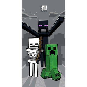 Sivá bavlnená detská osuška 70x140 cm Minecraft "Mob Attack" – Jerry Fabrics vyobraziť