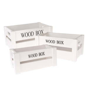 Biele drevené úložné boxy v súprave 3 ks 30x20x15 cm Wood Box – Dakls vyobraziť