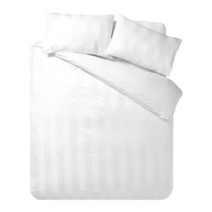 Biele saténové obliečky na jednolôžko 135x200 cm So Soft Satin Stripe – Catherine Lansfield vyobraziť
