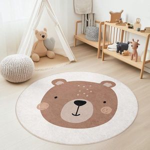 Hnedý/krémovobiely prateľný detský hrací koberec ø120 cm Teddy Bear – Mila Home vyobraziť