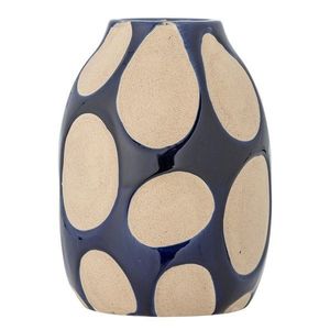 Tmavomodrá/krémová kameninová váza (výška 20 cm) Bashir – Bloomingville vyobraziť