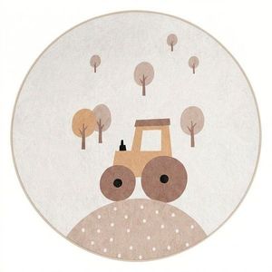 Béžový prateľný detský koberec ø100 cm Tractor World – Mila Home vyobraziť