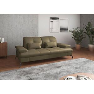 Sit & More TROJMIESTNA POHOVKA, olivovozelená, kombinácia pravá koža/látka vyobraziť