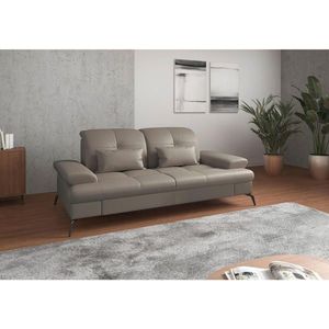 Sit & More TROJMIESTNA POHOVKA, sivá, kombinácia pravá koža/látka vyobraziť