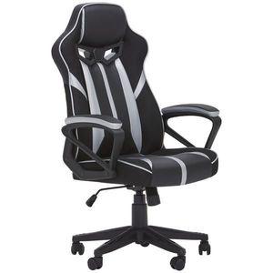 MID.YOU HERNÁ STOLIČKA, vzhľad kože, sieťovina, čierna, strieborná vyobraziť