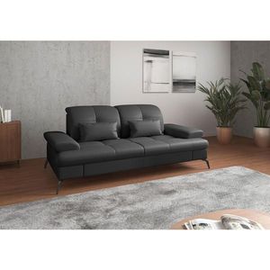 Sit & More TROJMIESTNA POHOVKA, čierna, kombinácia pravá koža/látka vyobraziť