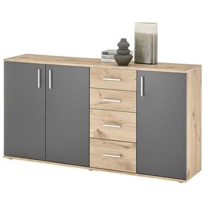 Carryhome ŠIROKÁ KOMODA, sivá, farba duba, 160/84/35 cm vyobraziť