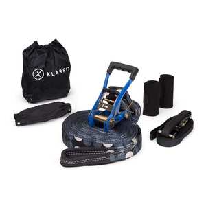 KLARFIT Antero Slackline, 15 m x 5 cm, 2, 5 m račňové lano, 2 x chrániče stromu, vrátane pomocnej slackline a tašky na prenášanie vyobraziť