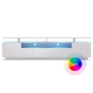 Blumfeldt blumfeldt Perth Lowboard , TV skrinka, LED, 3 police, biela, 195 x 33 x 50 cm vyobraziť