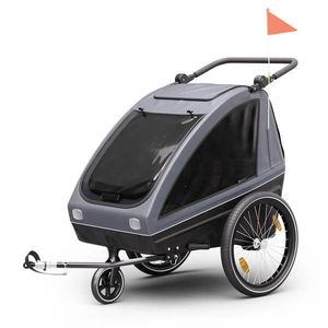 KLARFIT GoKiddo, príves na bicykel, príves/kočík, skladací, integrované brzdy, rastúci, pre 2 deti vyobraziť