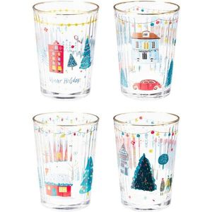 Súprava 4 vianočných pohárov Xmas House 500 ml vyobraziť