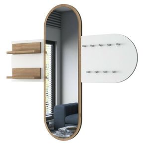 Nástenný vešiak so zrkadlom Pomi White and Walnut vyobraziť