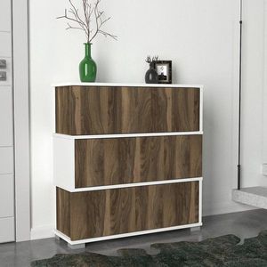 Skrinka na topánky / Botník Napolyon - White, Walnut vyobraziť
