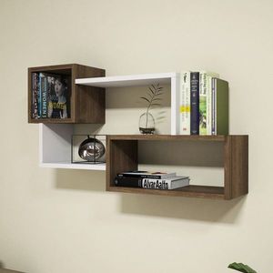 Nástenná polica Afro - White, Walnut vyobraziť